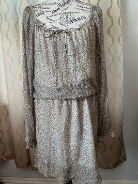 Haute Hippie Women’s Beaded Silk Peasant Long-Sleeve Dress Sz S $595